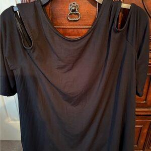 Elegant Black Women's Short Sleeve Top with Cold  Shoulder by Chico's